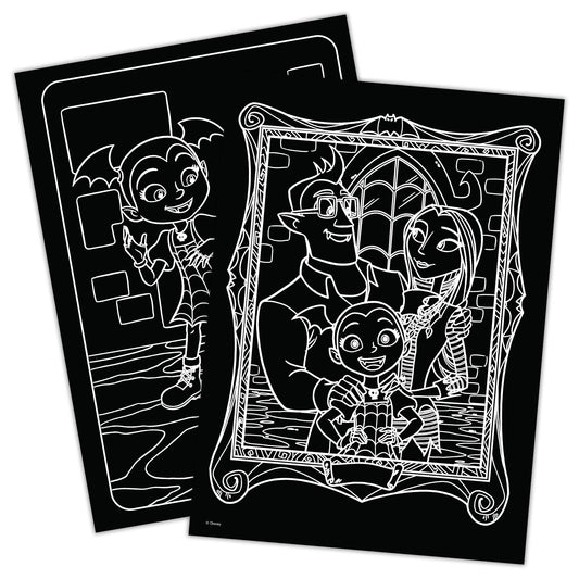 Bendon Vampirina neon crayons pack against dark pages for bold art on black paper.
