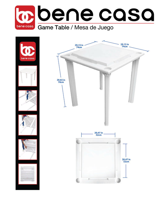 Bene Casa built-in tile racks keep dominoes and tiles organized during play.