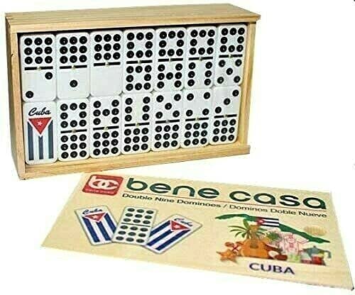 Bene Casa Cuban Flag Dominoes wooden box top view highlights craftsmanship