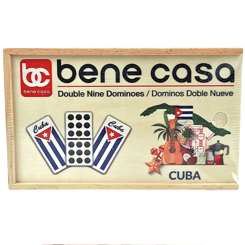 Bene Casa Cuban Flag Dominoes in wooden box for stylish storage
