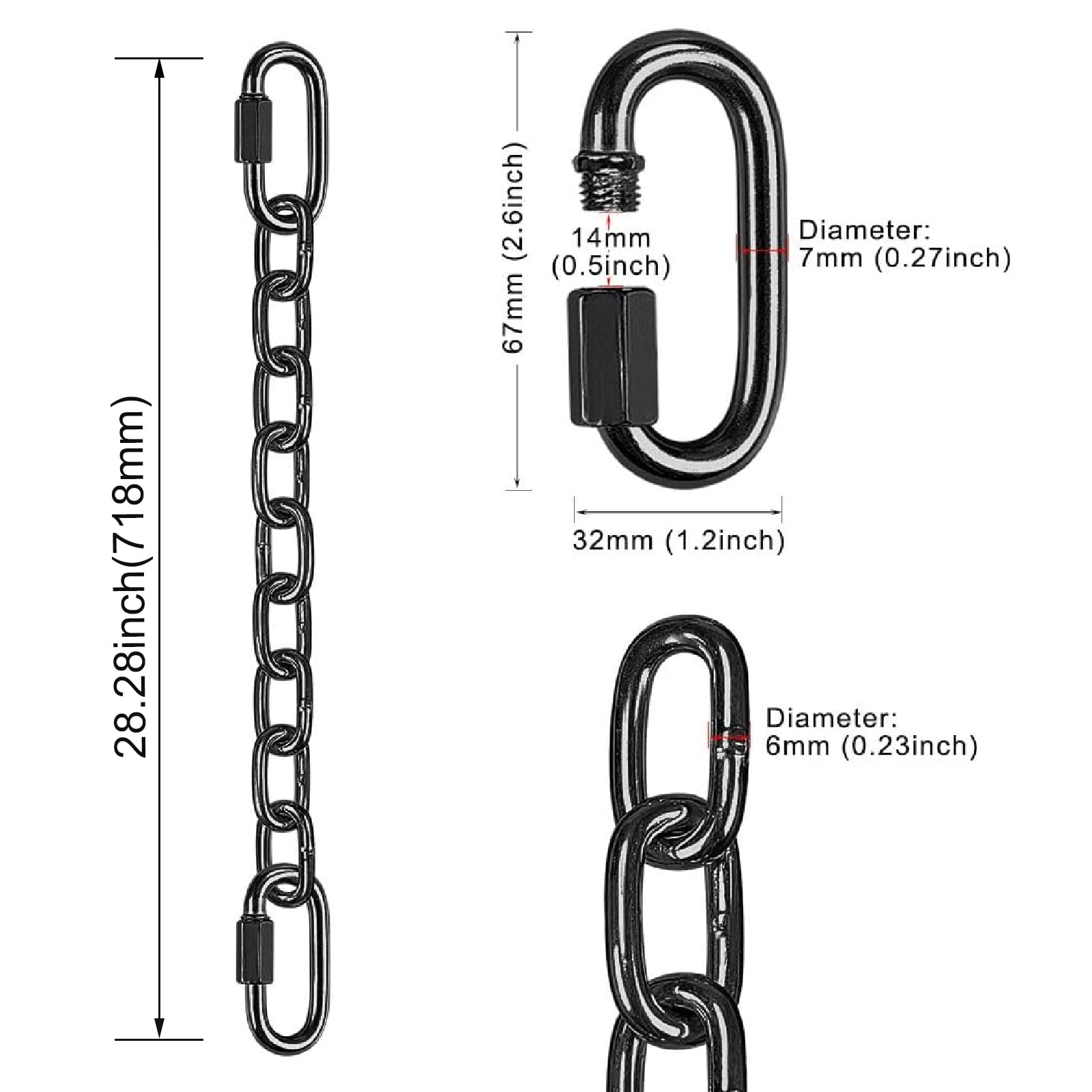 BeneLabel heavy-duty hanging chain set for indoor or outdoor hammocks and swings