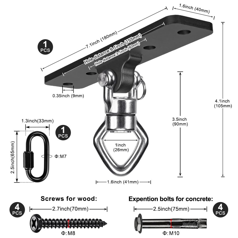 BeneLabel indoor-outdoor swing hardware suitable for porch swings and hammocks.