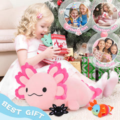 Beniny Axolotl Plush family design teaches nurturing during bedtime and daycare routines.