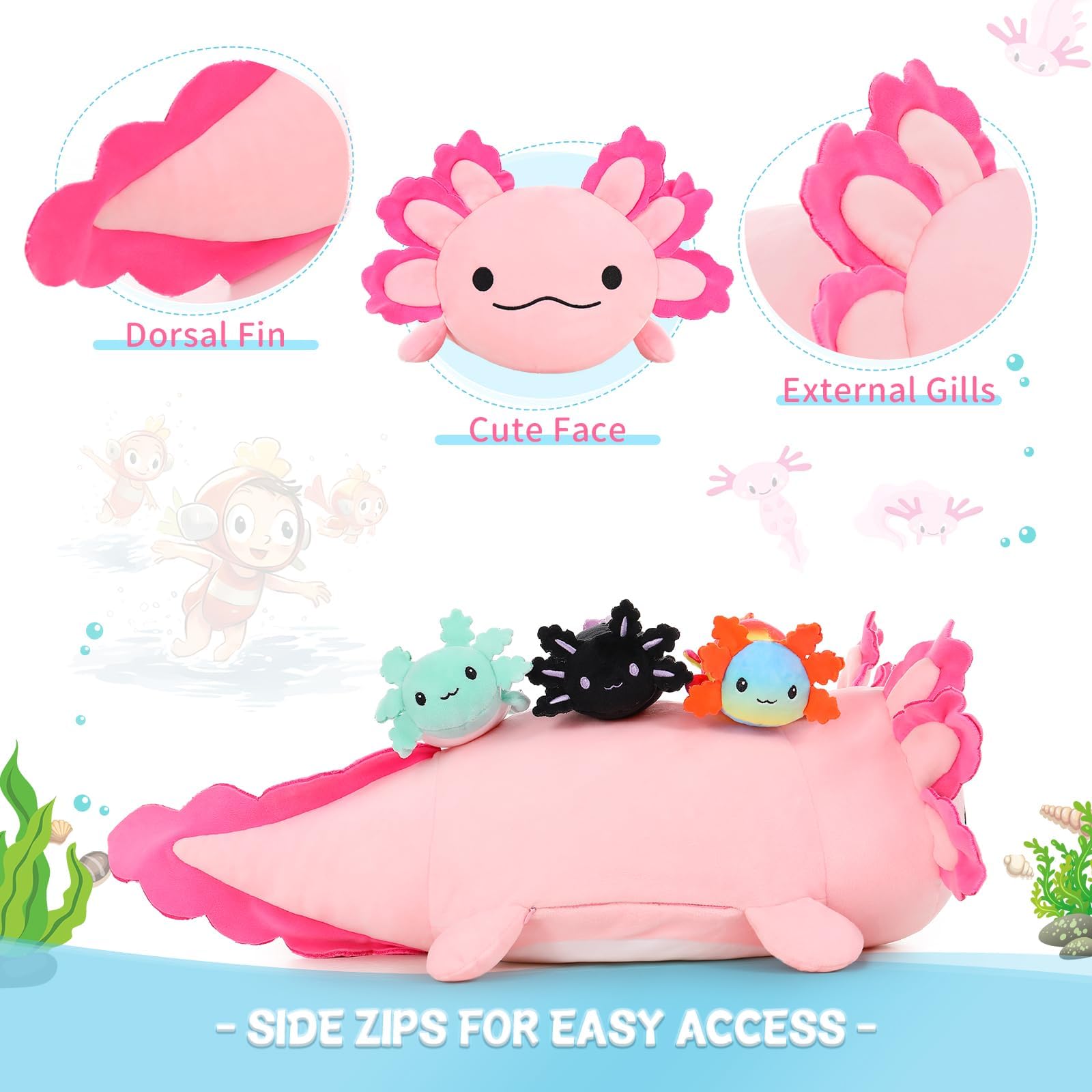 Beniny Axolotl Plush play-ready design sparks storytelling and pretend adventures.