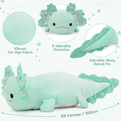 Close-up of BENINY axolotl plush texture, ultra soft and cozy