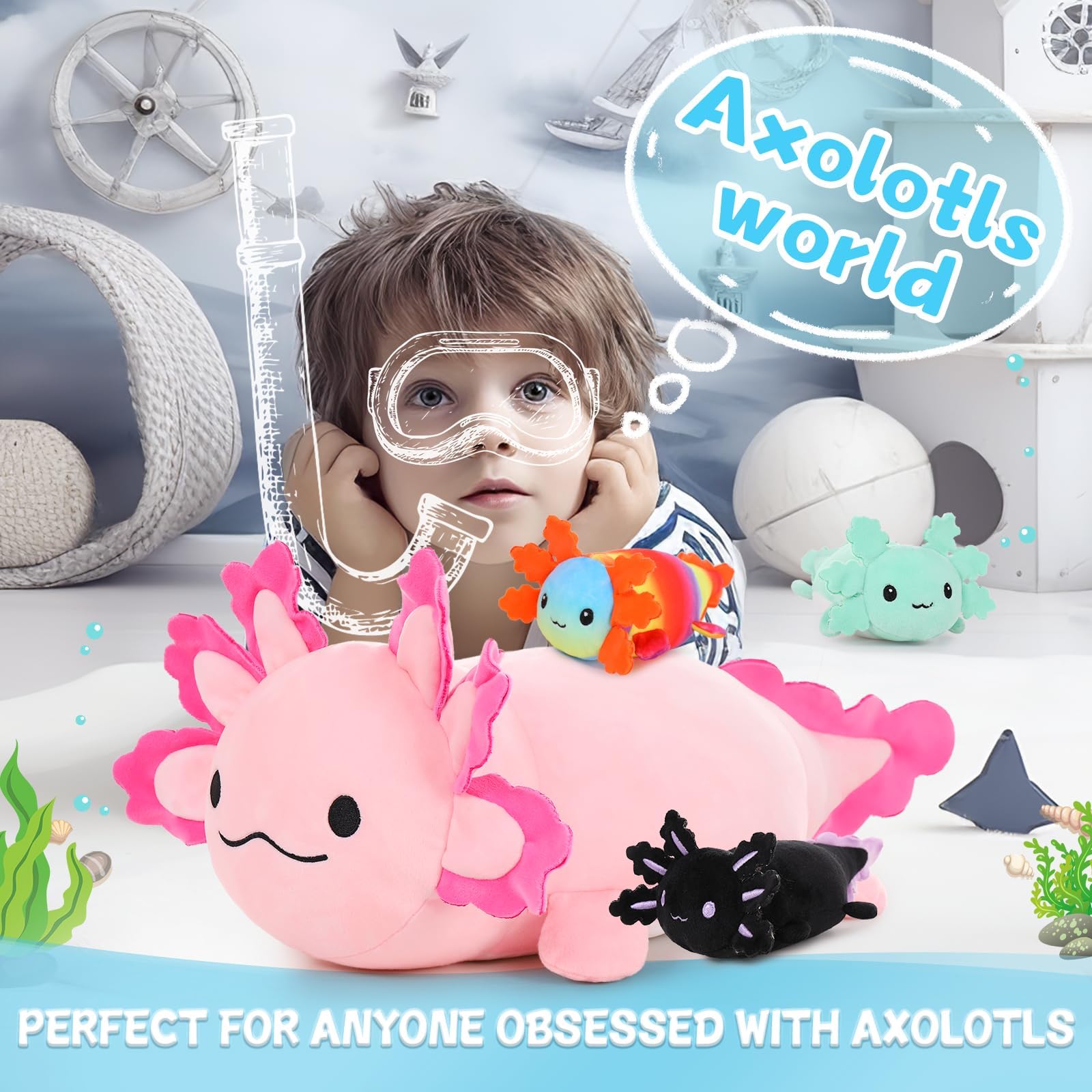 Beniny Axolotl Plush ultra-plush fur detail provides cozy snuggling moments for kids.