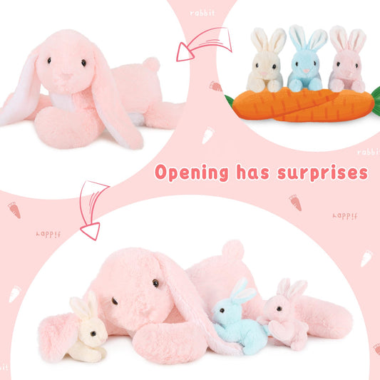 BENINY Big Pink Bunny 24in face detail highlights a friendly expression for kids.
