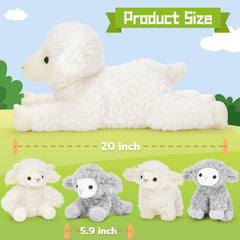 BENINY zippered tummy feature opens to reveal the four baby lambs