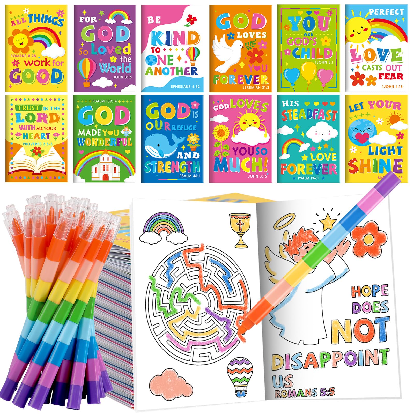 BenLouis 12 Bible Verses Mini Coloring Book for quiet time and creativity