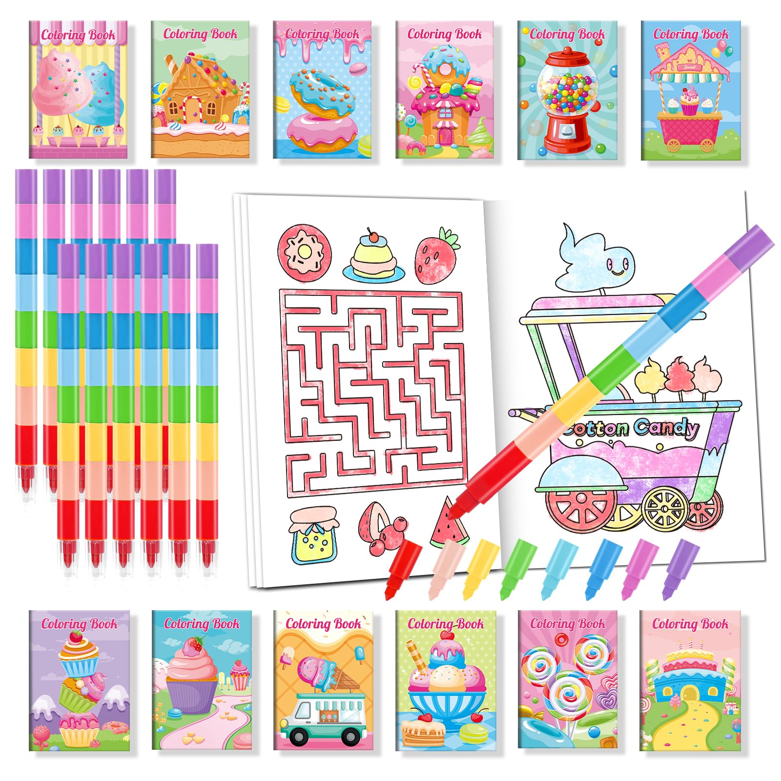 BenLouis 24 Sweet Mini Coloring Books set for kids party activities.