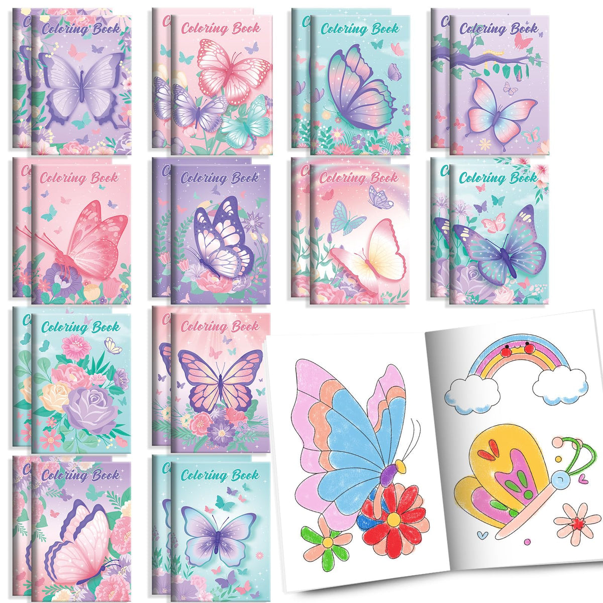 BenLouis butterfly mini coloring book collection with 12 styles, ideal for party favors.