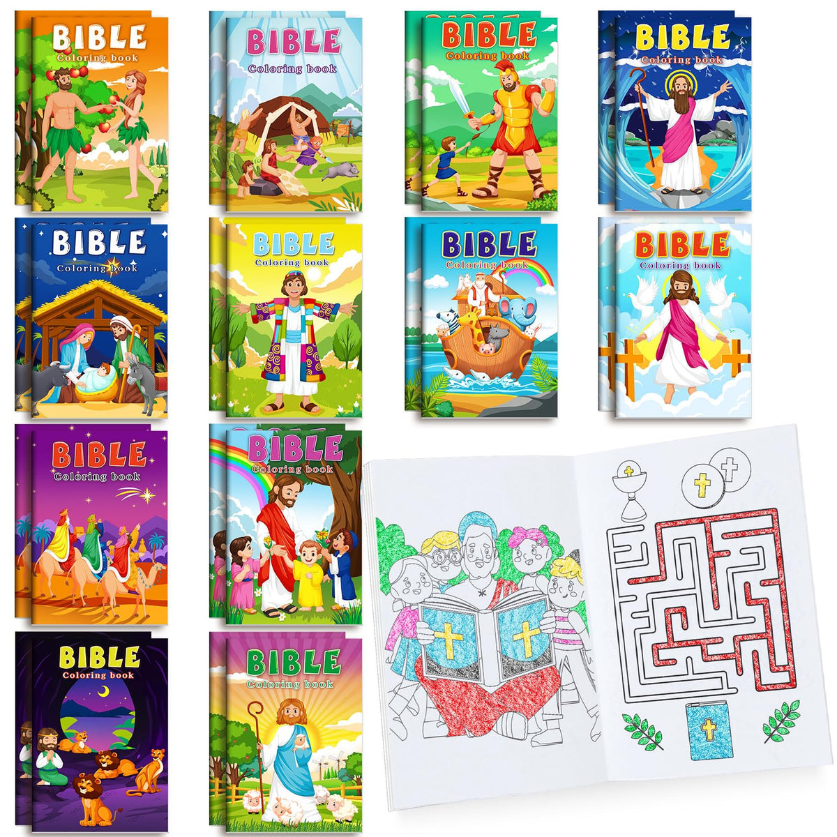 BenLouis Christian mini coloring books set for Sunday school rewards.