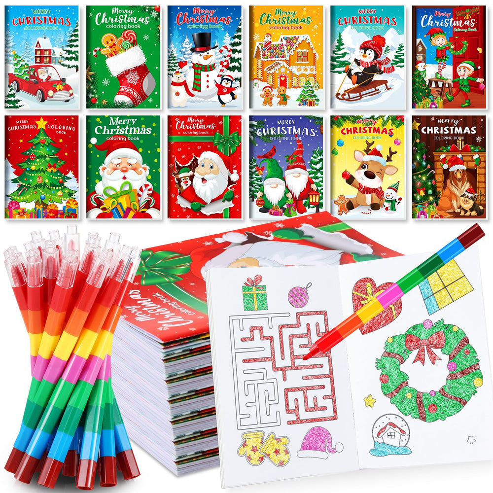 BenLouis Christmas mini coloring book set for kids with colorful pages