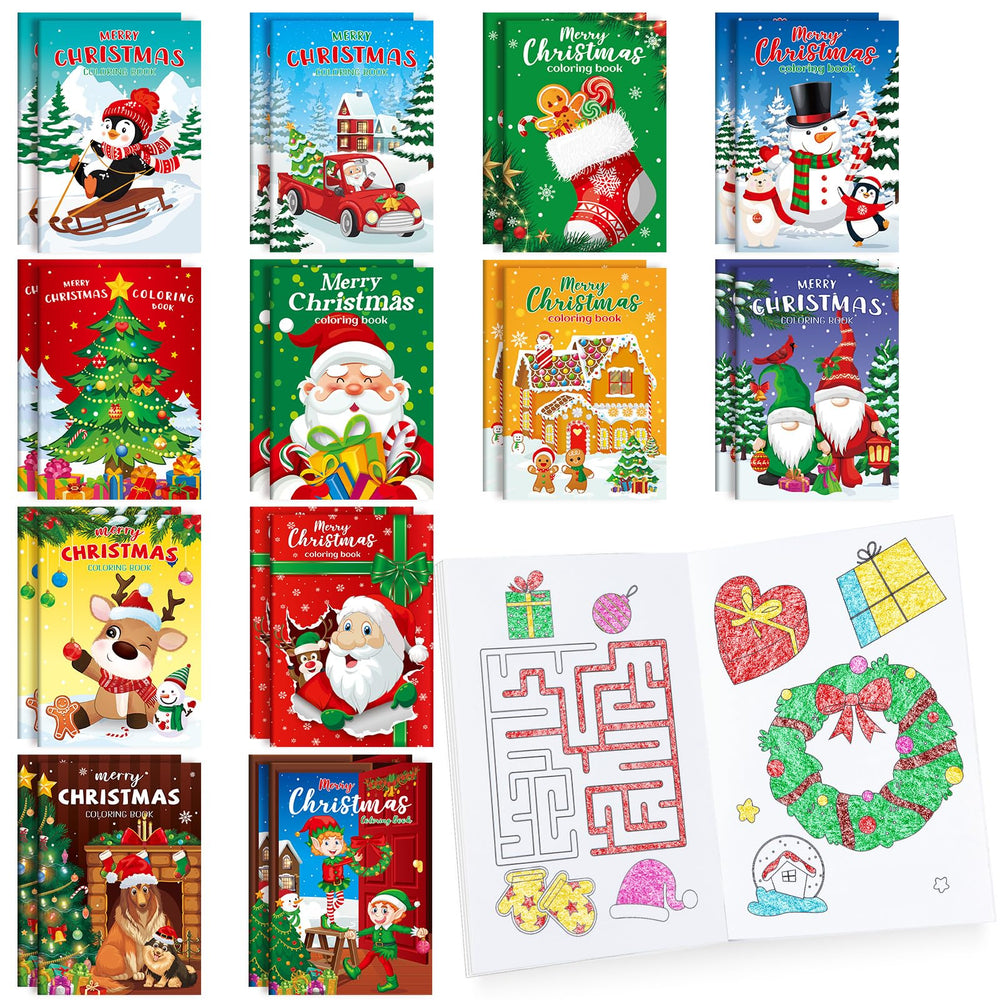 BenLouis Christmas mini coloring books stack for bulk party favors and holiday stockings.