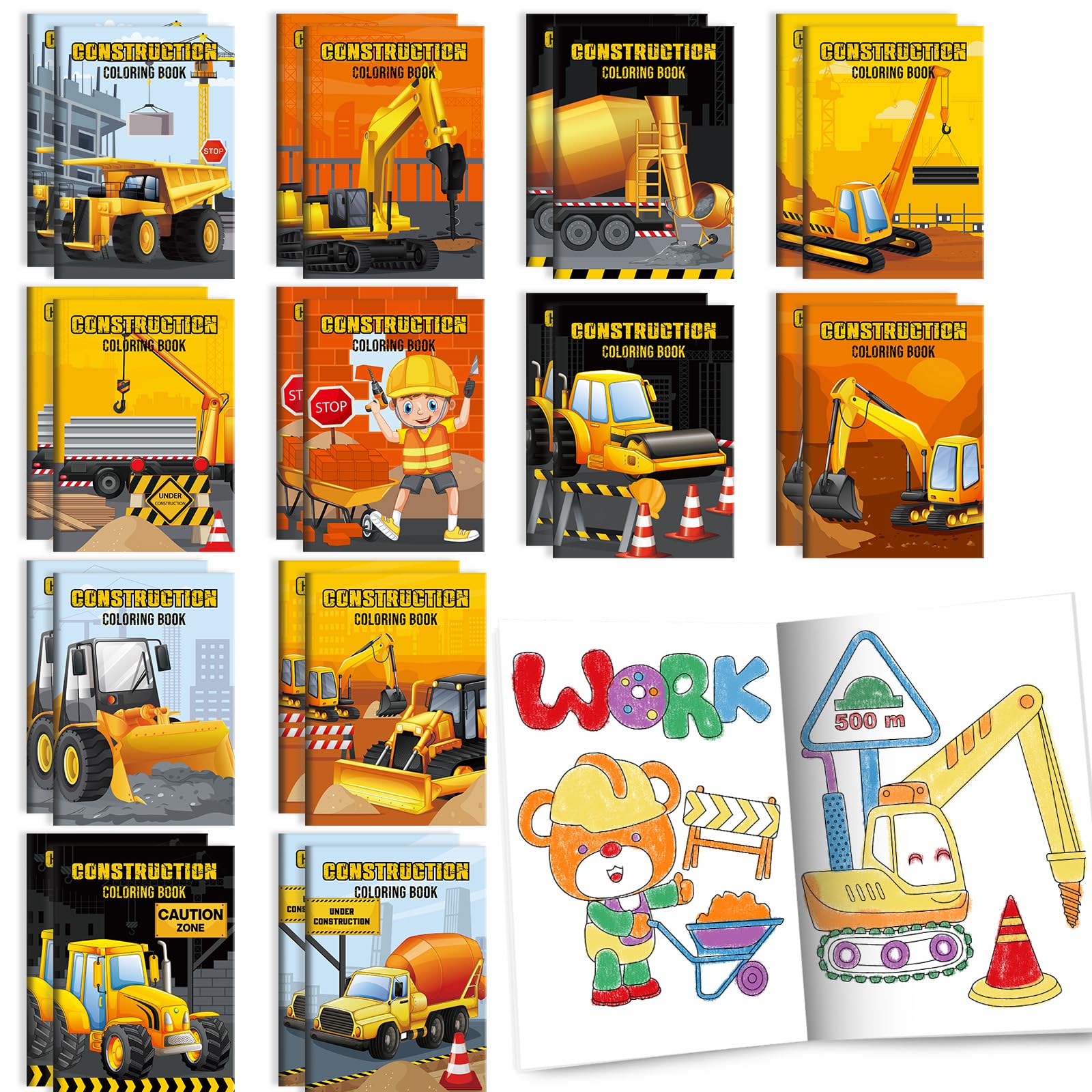 BenLouis construction coloring book cover, ideal for party favors and kid-friendly activities.
