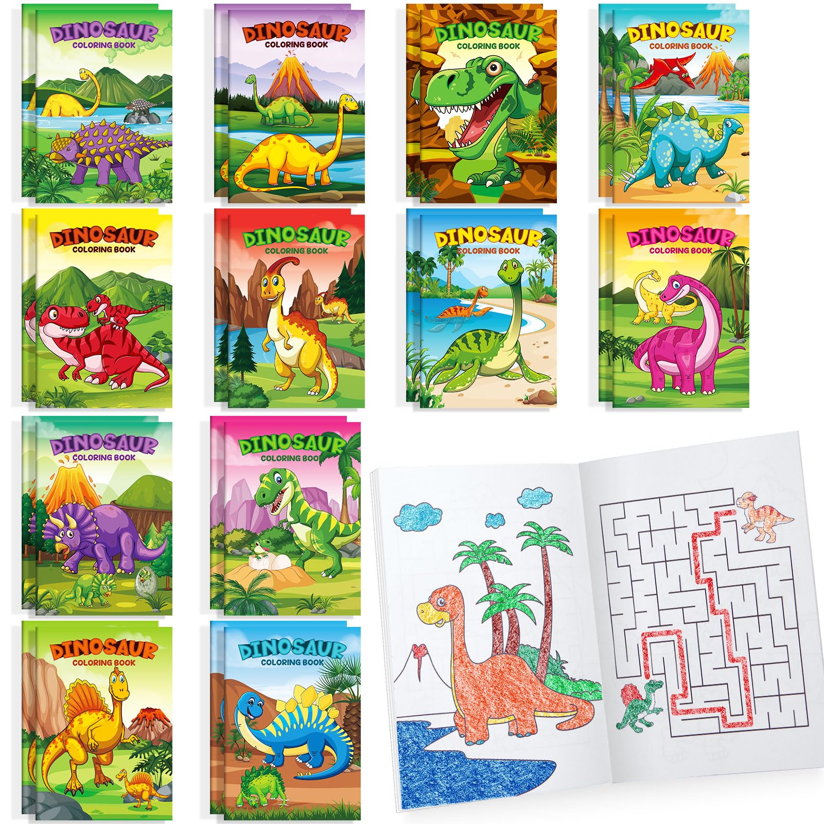 BenLouis dinosaur coloring books 24-pack cover, ideal for party favors and hands-on fun.