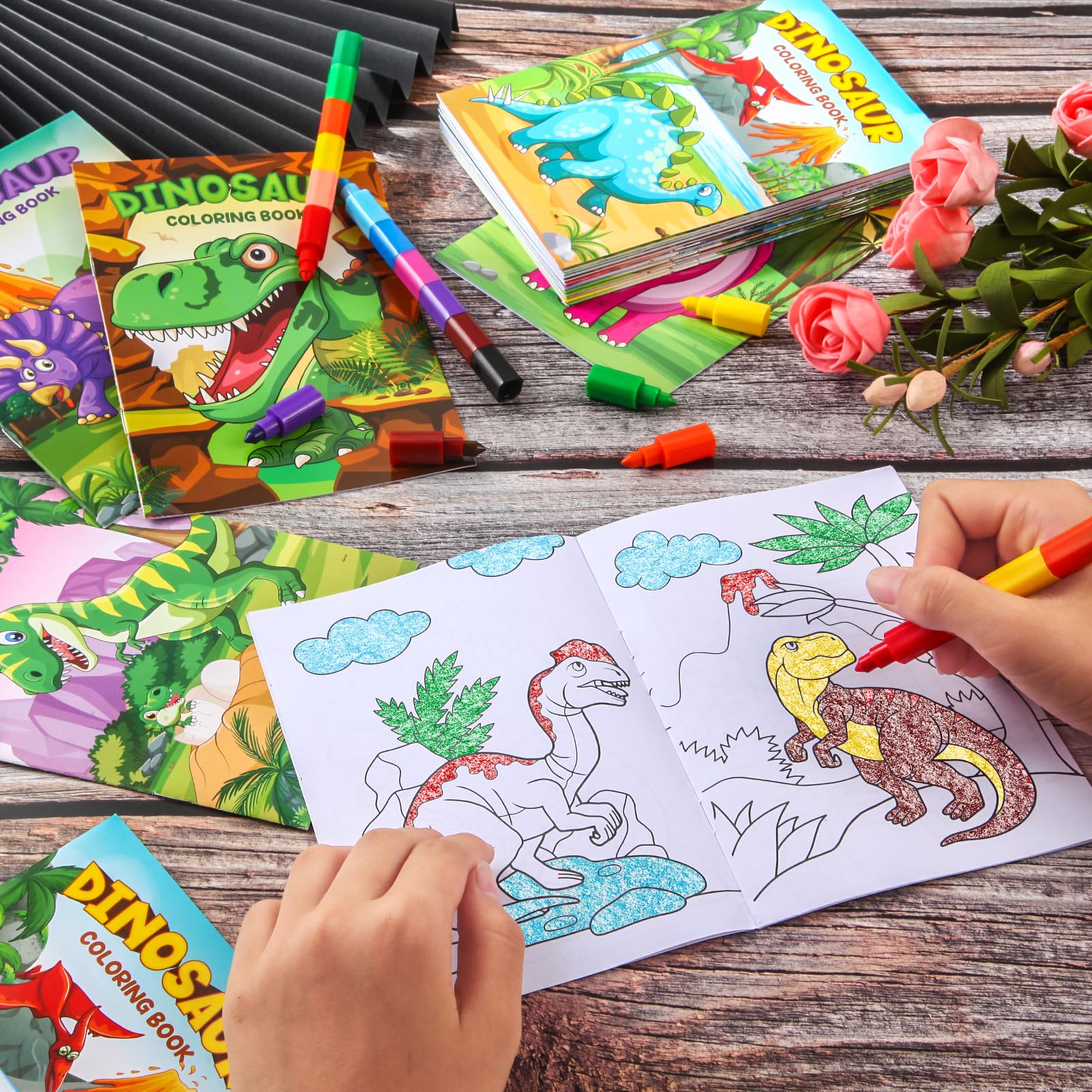 BenLouis bulk dinosaur coloring books, compact pages spark creativity for group play.
