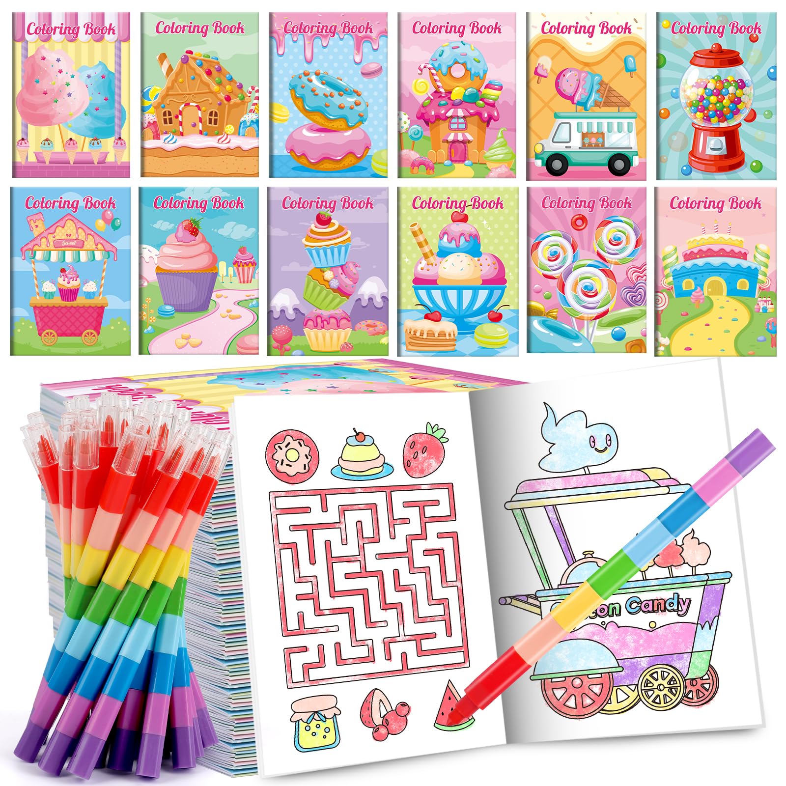 BenLouis donut candyland mini coloring books on the go for kid entertainment