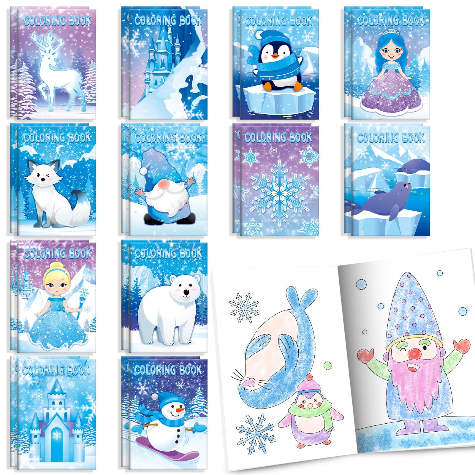 BenLouis frozen mini coloring book cover with playful winter scenes for portable coloring fun