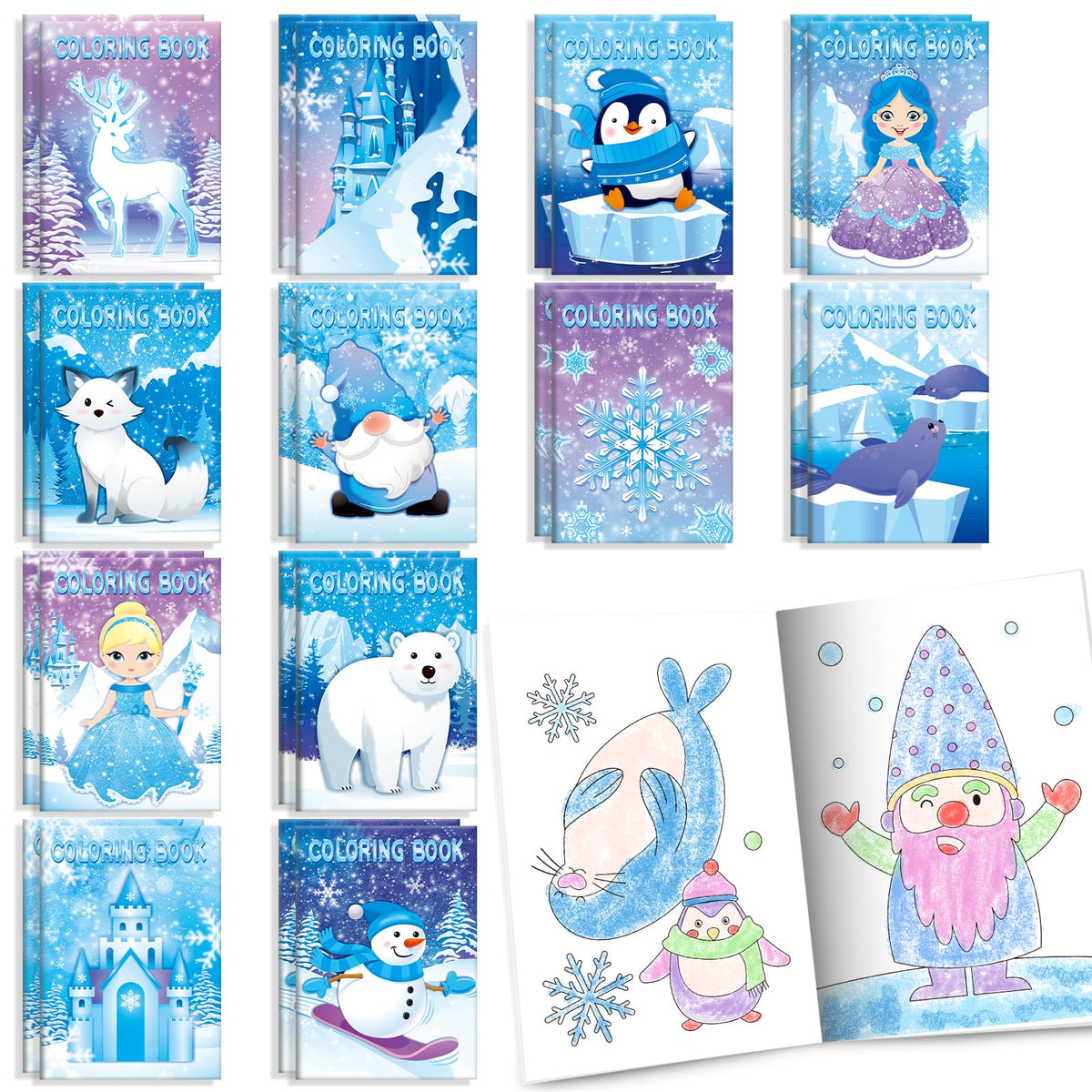 BenLouis frozen mini coloring book cover with playful winter scenes for portable coloring fun