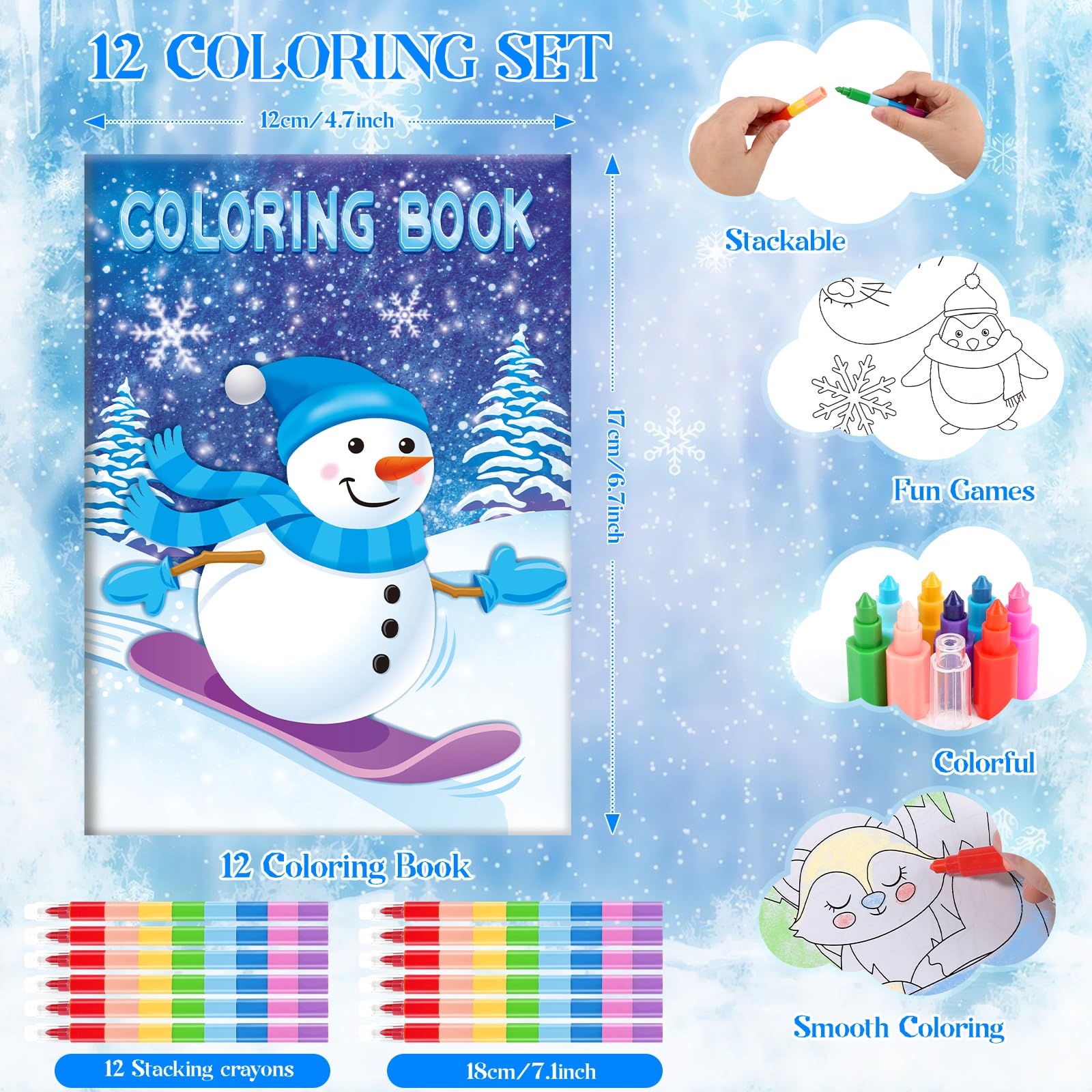 BenLouis frozen mini coloring book inside pages, enhances color recognition and creative expression.