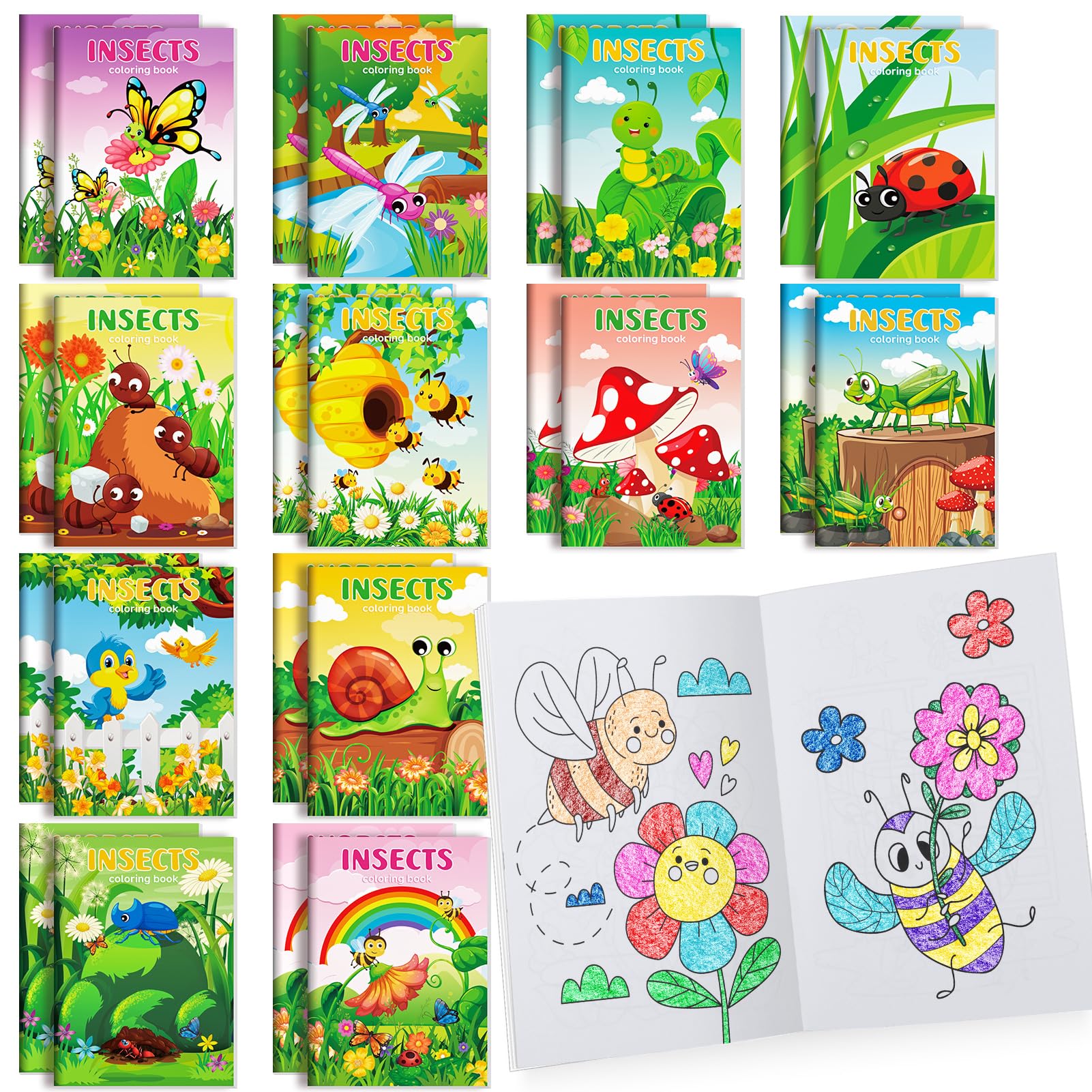 BenLouis insects mini coloring books – butterflies pages, travel-friendly activity for kids