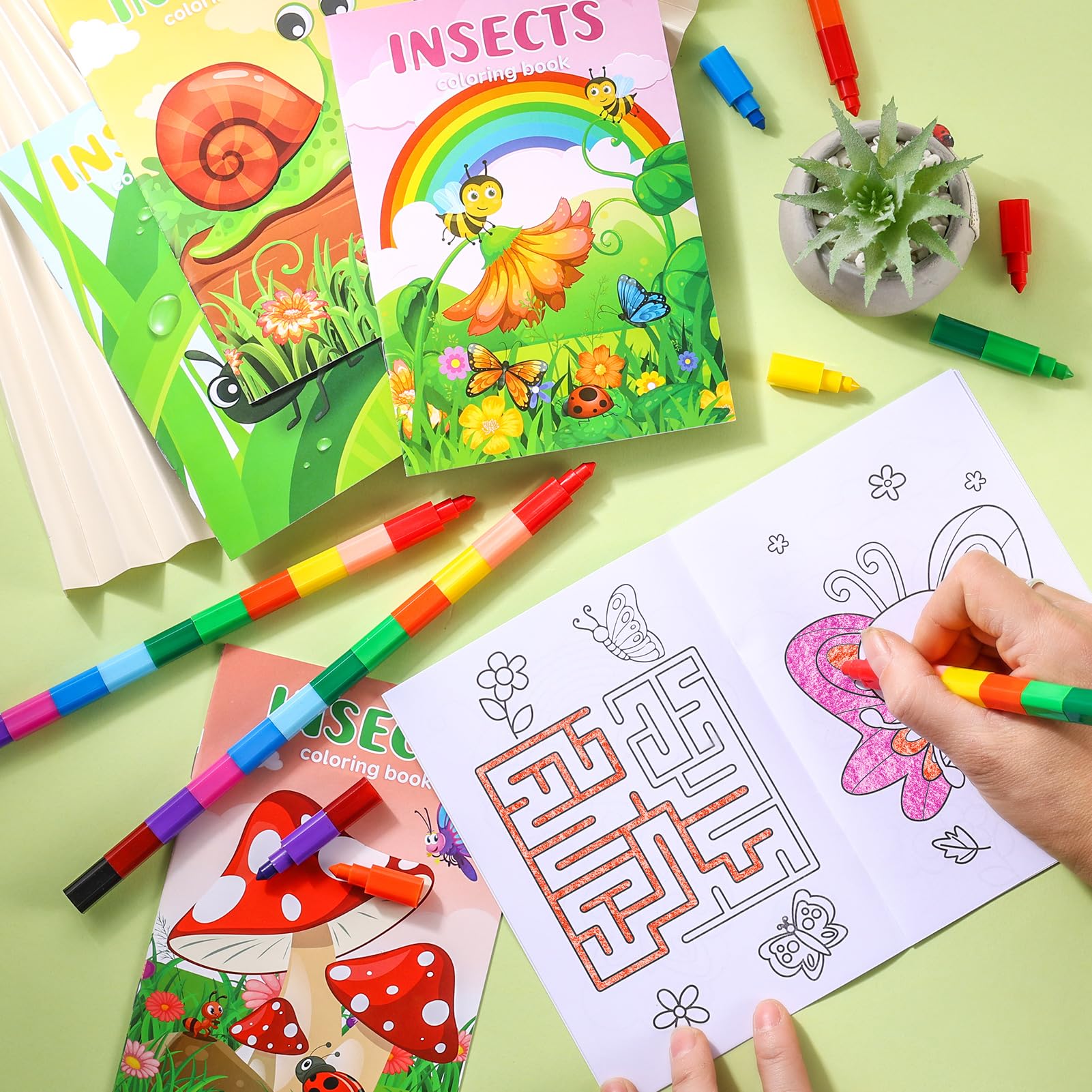BenLouis insects mini coloring books – ladybugs pages improve focus and motor skills