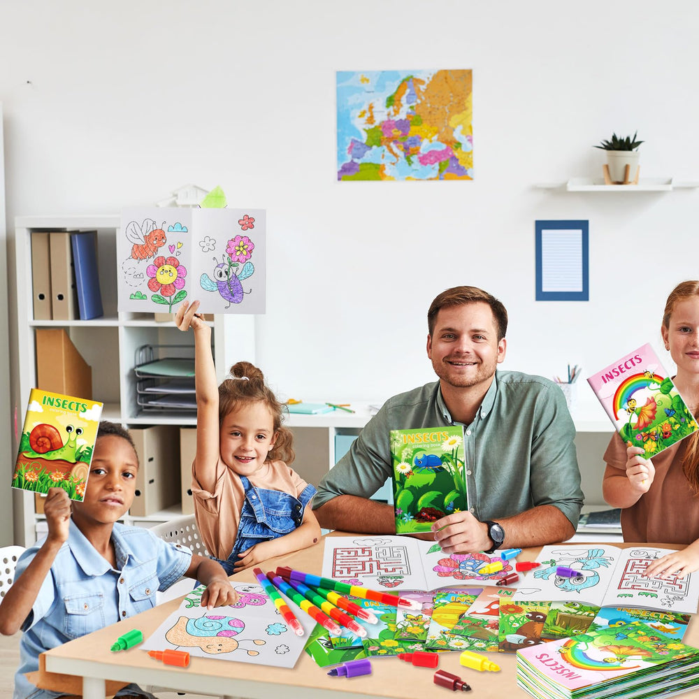BenLouis insects mini coloring books – travel kit of 24, kid-friendly activity