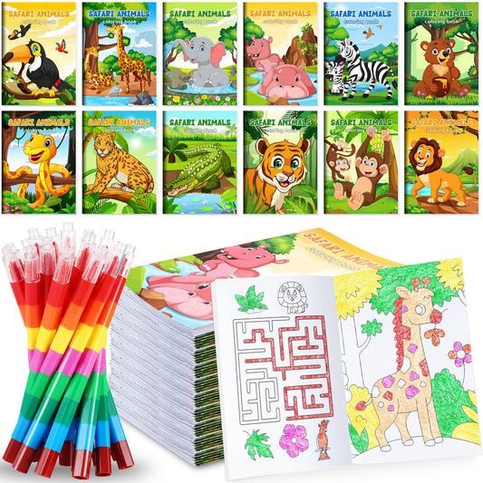 BenLouis Jungle Safari mini coloring books for kids; perfect party favors and creative play.