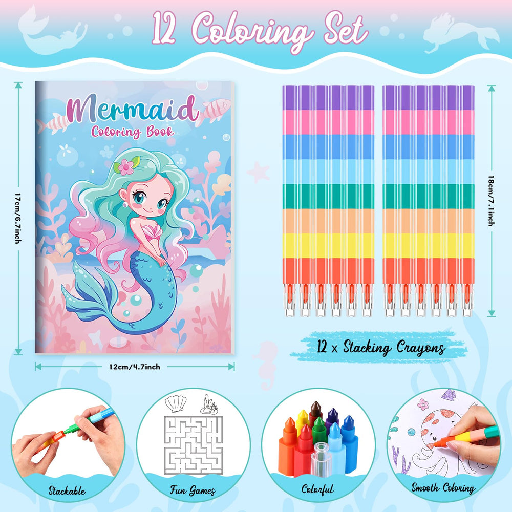 BenLouis Mermaid coloring book pack inside pages, portable activity for travel