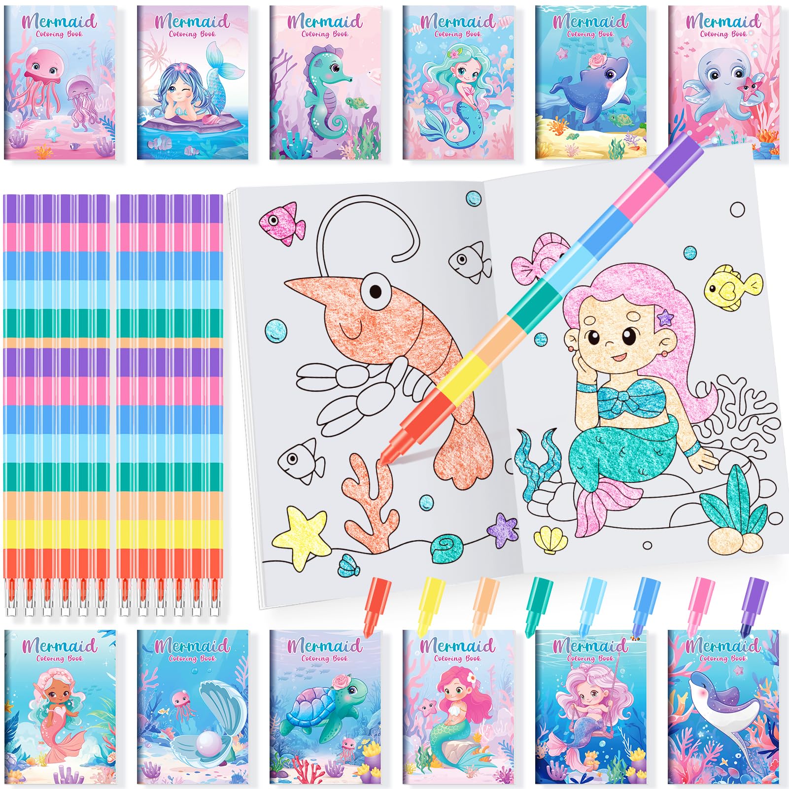 BenLouis Mermaid mini coloring book cover highlights ocean scenes, ideal for travel.