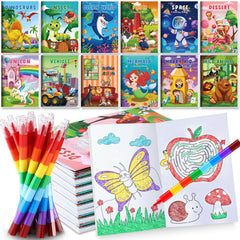 BenLouis mini coloring books with stacking pencils for travel and classroom fun.