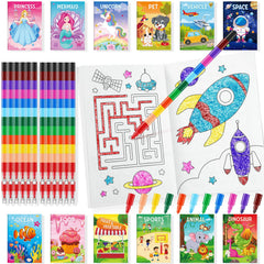 BenLouis mini coloring books with stacking crayons, portable travel activity