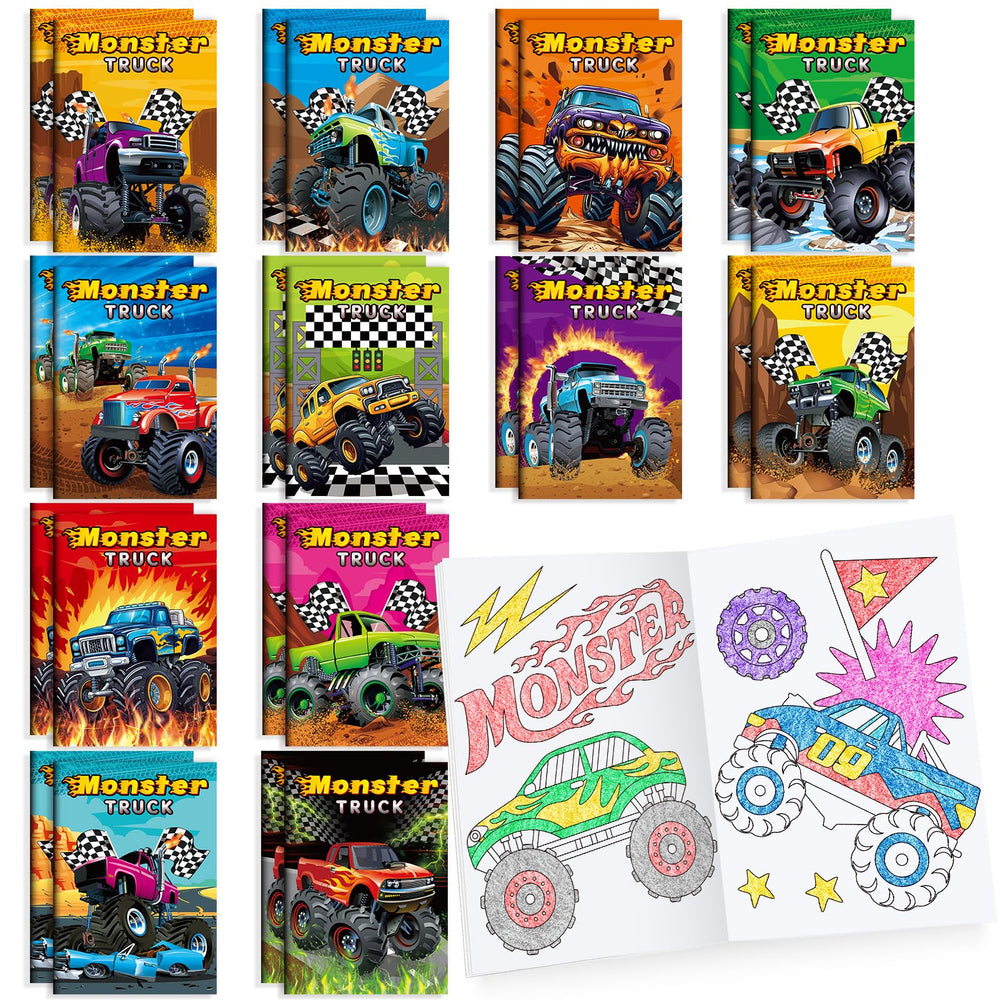 BenLouis monster-truck coloring books 24-pack cover, ideal party favors to entertain kids