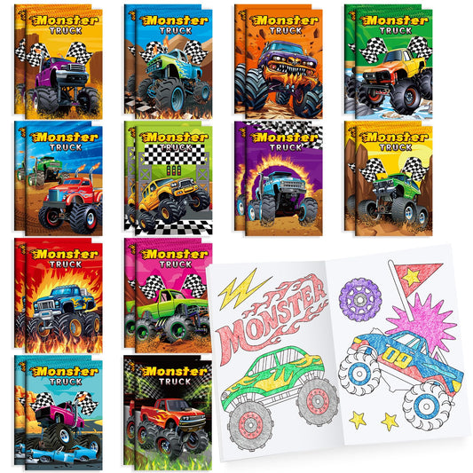 BenLouis monster-truck coloring books 24-pack cover, ideal party favors to entertain kids