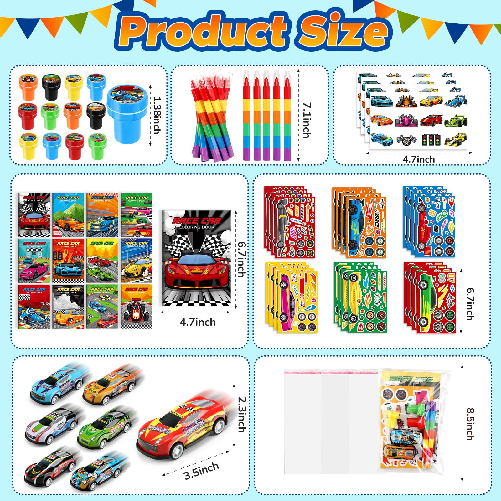 BenLouis race car crayons provide smooth coloring for party fun.