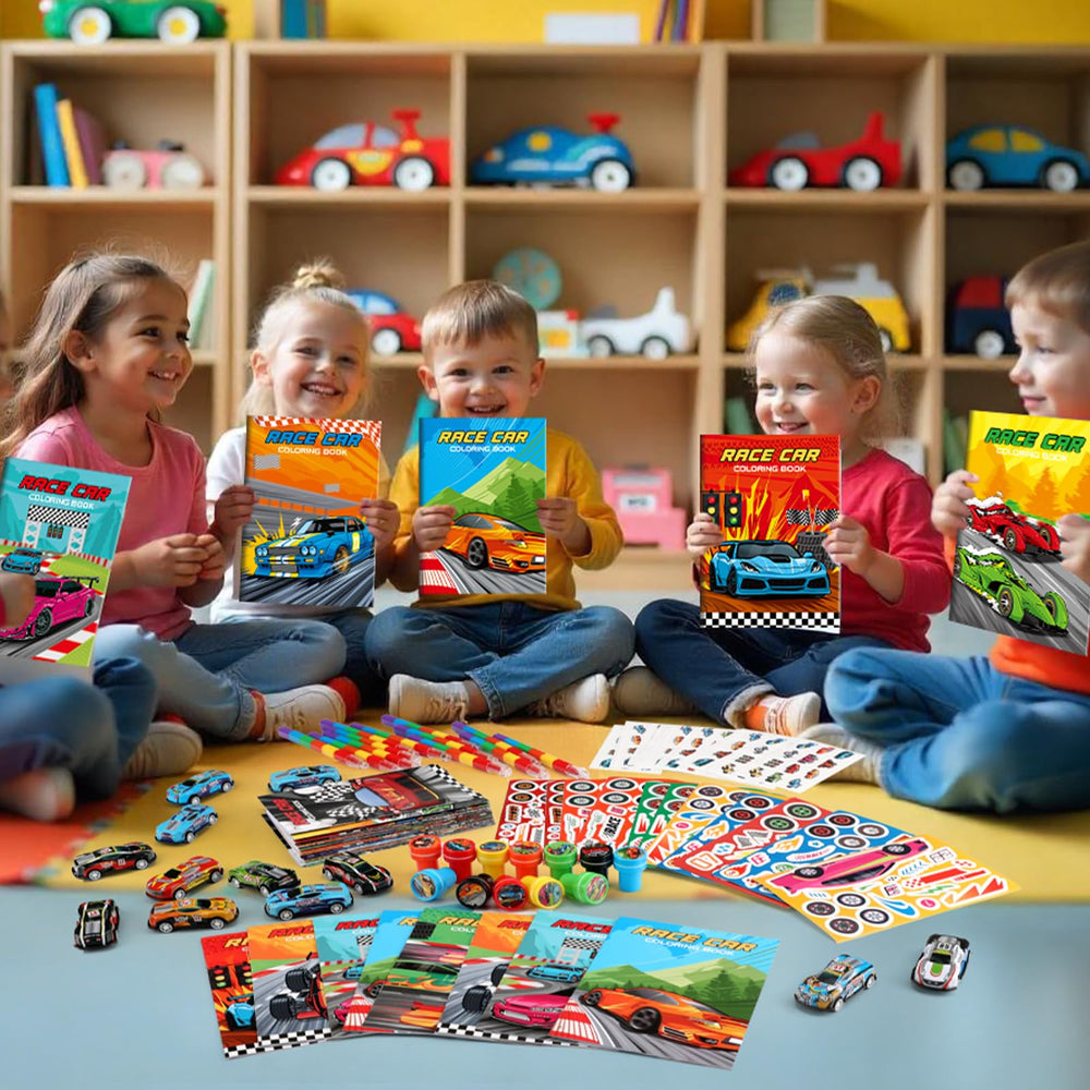 BenLouis race car make-a-face stickers encourage playful crafts and decoration.