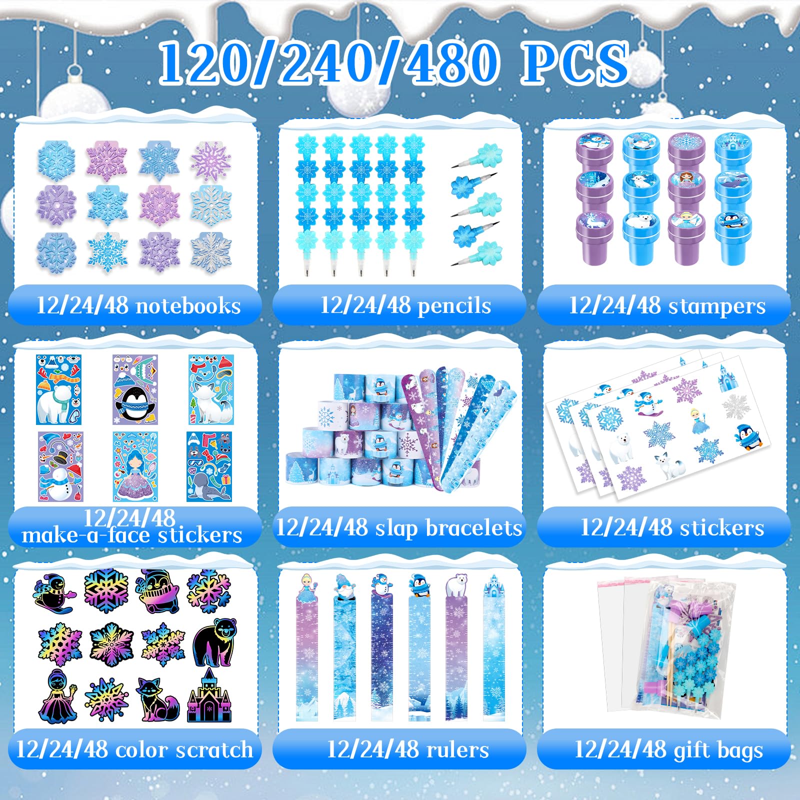BenLouis snowflake pencils for festive writing and crafts