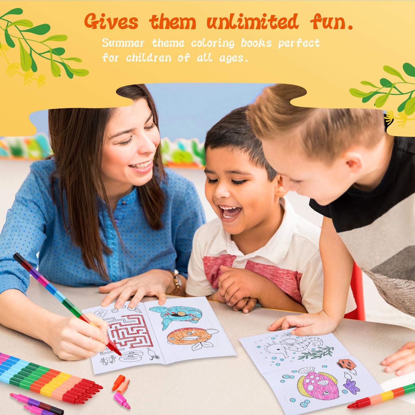 BenLouis summer mini coloring books bulk pack - ideal as party favors or classroom rewards.
