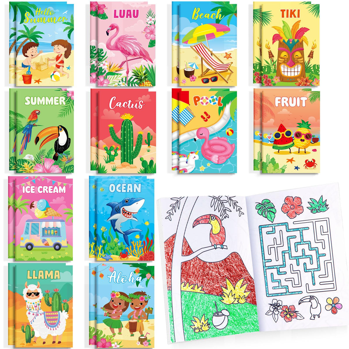 BenLouis summer mini coloring books cover with bright beach design for kids.