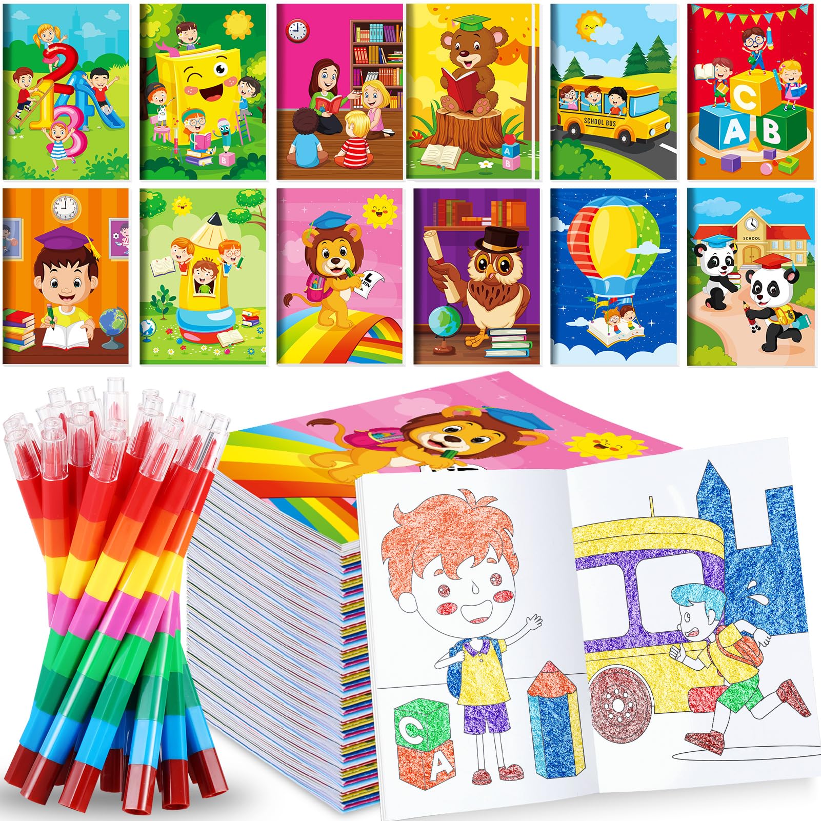 BenLouis mini coloring books set with crayons for classroom activities and quiet play.
