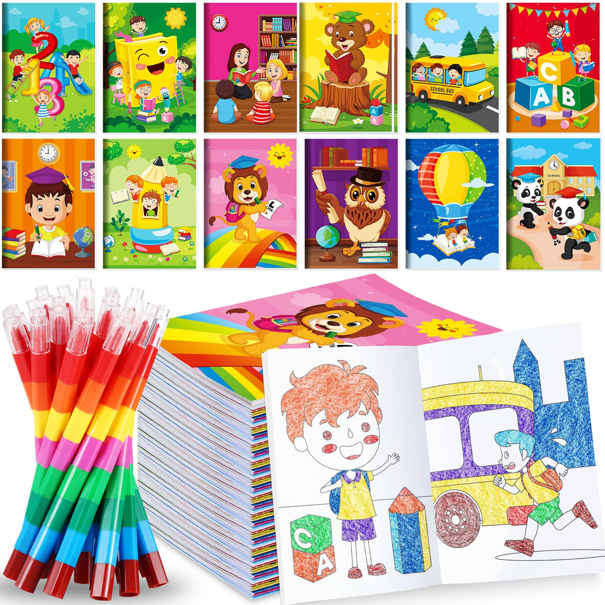 BenLouis mini coloring books set with crayons for classroom activities and quiet play.