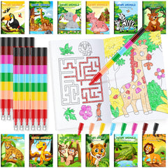 BenLouis jungle safari mini coloring books featuring animal scenes for imaginative play and fine motor practice.