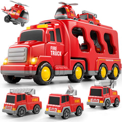 Bennol 5-in-1 fire trucks set packaging, ideal gift for toddlers.