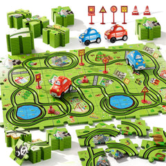 Bennol 56-piece jigsaw race track puzzle set with cars for toddlers