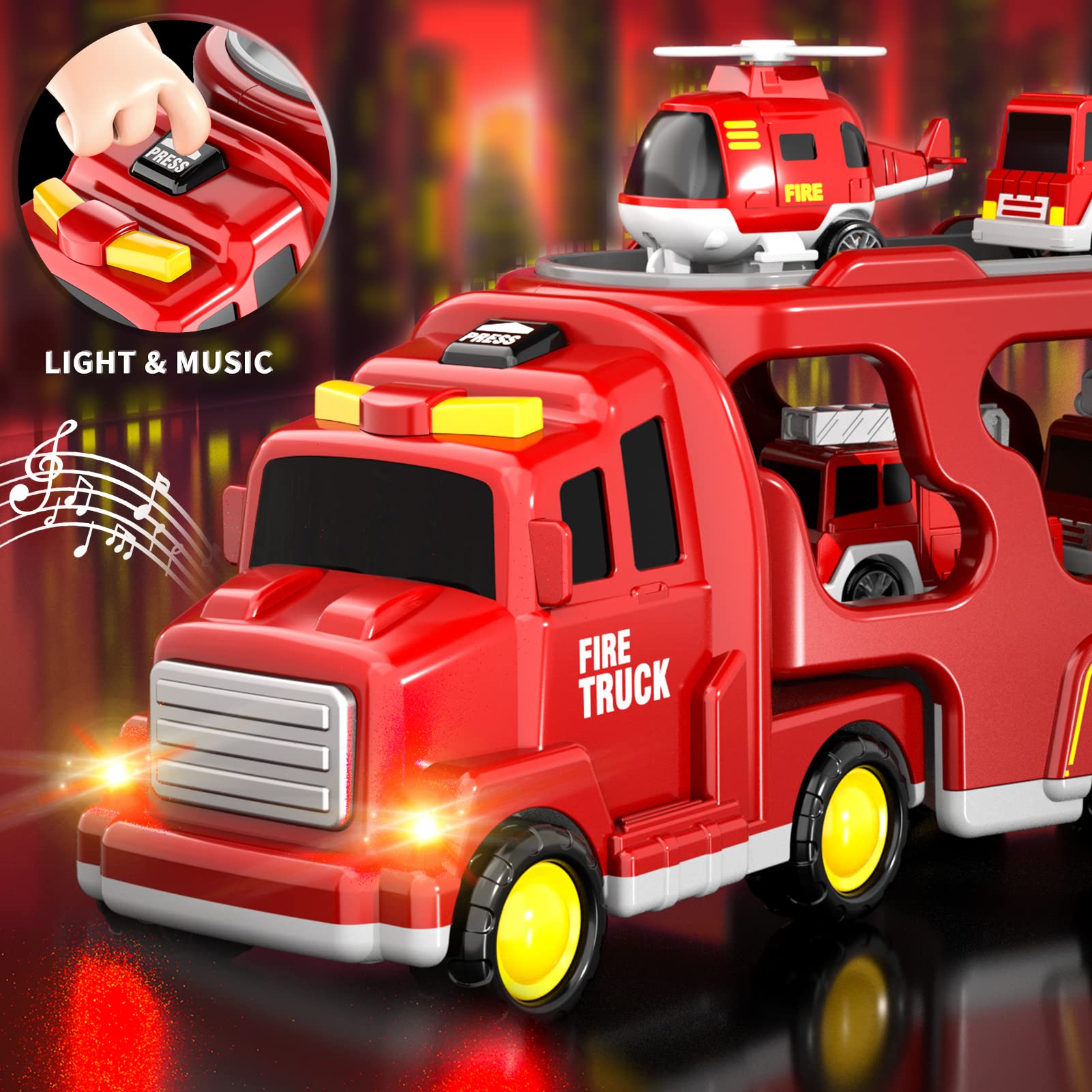 Bennol mini ladder truck with rotating body encourages interactive push.