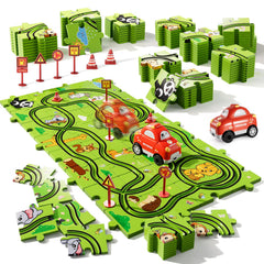 Bennol puzzle-track-car-assembly enhances creativity during early playtime.