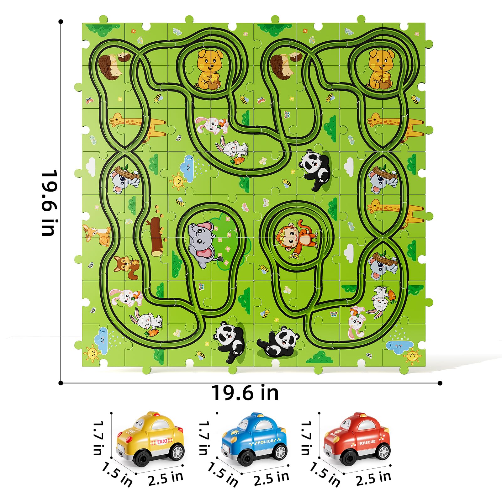 Bennol race track cars playset ready for imaginative car chase adventures.