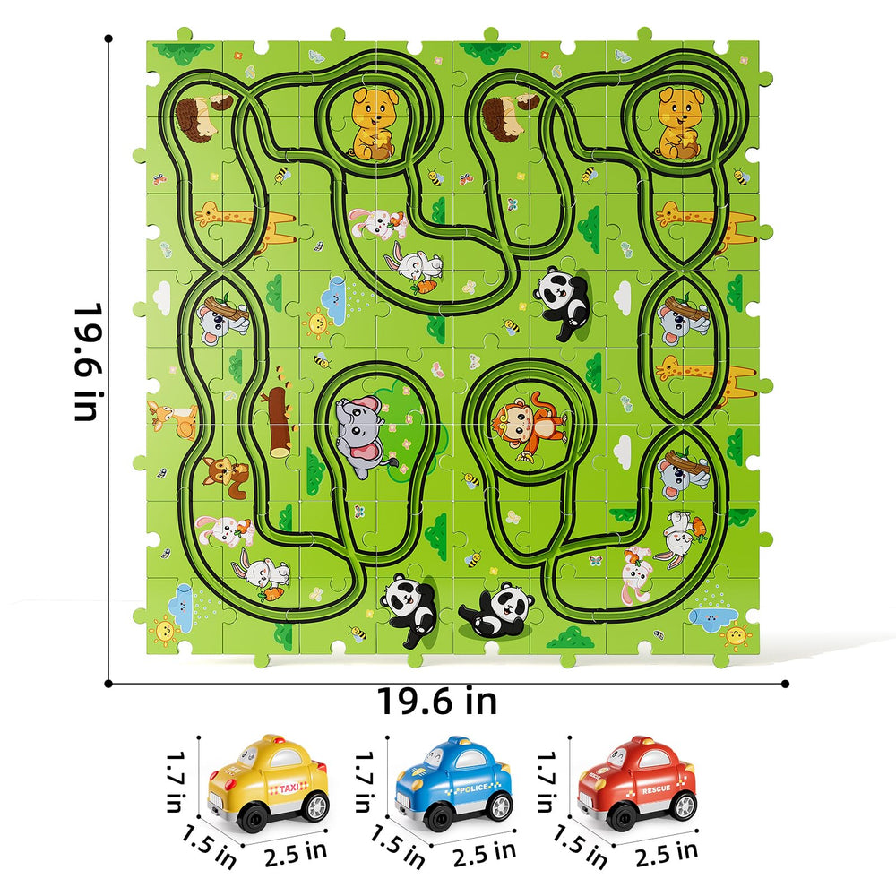 Bennol race track cars playset ready for imaginative car chase adventures.