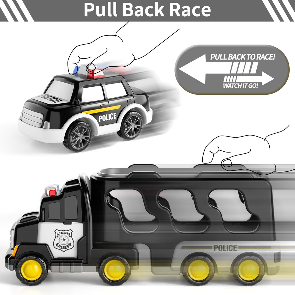 Detachable trailer snaps on for quick setup and pretend missions